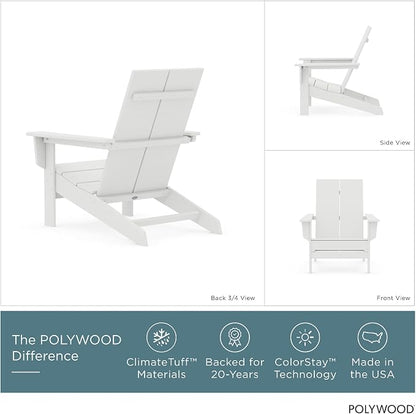 Polywood Contemporary Modern Oversized Adirondack Chair in White