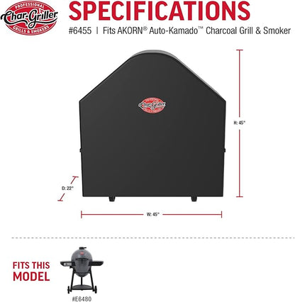 Char-Griller 6455 AKORN Auto-Kamado Charcoal Grill Cover, Black