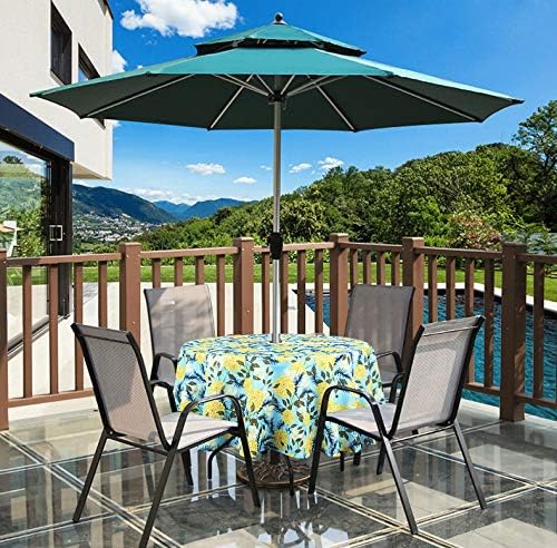 EHouseHome Outdoor Indoor 60inch Round Tablecloth with Umbrella Hole and Zipper, Waterproof Zippered Patio Cloths, Spring/Summer Table Covers for Backyard Circular Table/BBQs/Picnic