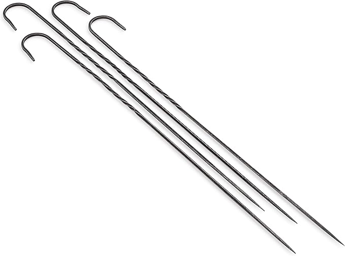 Barebones Cowboy Grill Steel Skewers Set of 4 - Grill Accessories for Outdoor Cooking and Fire Pits - Shish Kabob Skewers and Smores Sticks