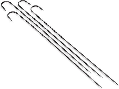 Barebones Cowboy Grill Steel Skewers Set of 4 - Grill Accessories for Outdoor Cooking and Fire Pits - Shish Kabob Skewers and Smores Sticks