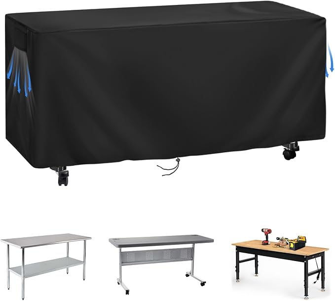 420D Outdoor Prep Table Cover 60 Inch,60''L x 24''W x 35''H,Black | Waterproof Patio Stainless Steel Table Cover, Workbench Covers Waterproof, Picnic BBQ Grill Cart Cover