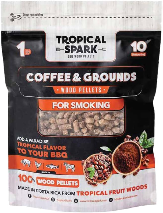 Wood Pellets | Perfect for BBQ, Smoking, Grilling, Bake, Roast, Braise | Premium 100% All-Natural | Coffee & Grounds Wood | 1 lb. Bag