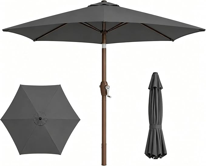 7.5ft Patio Umbrella, Outdoor Table Market Umbrella with Smooth Crank Lift, 6 Windproof Fiberglass Ribs, UPF50+ UV Protection for Deck, Pool, Garden and Backyard