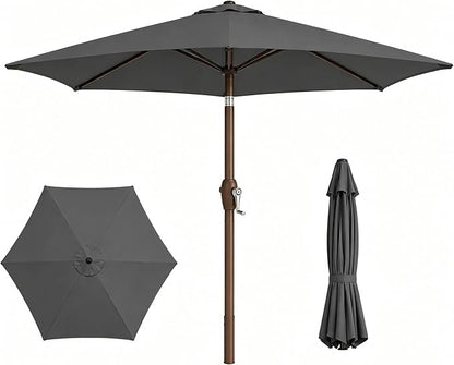 7.5ft Patio Umbrella, Outdoor Table Market Umbrella with Smooth Crank Lift, 6 Windproof Fiberglass Ribs, UPF50+ UV Protection for Deck, Pool, Garden and Backyard