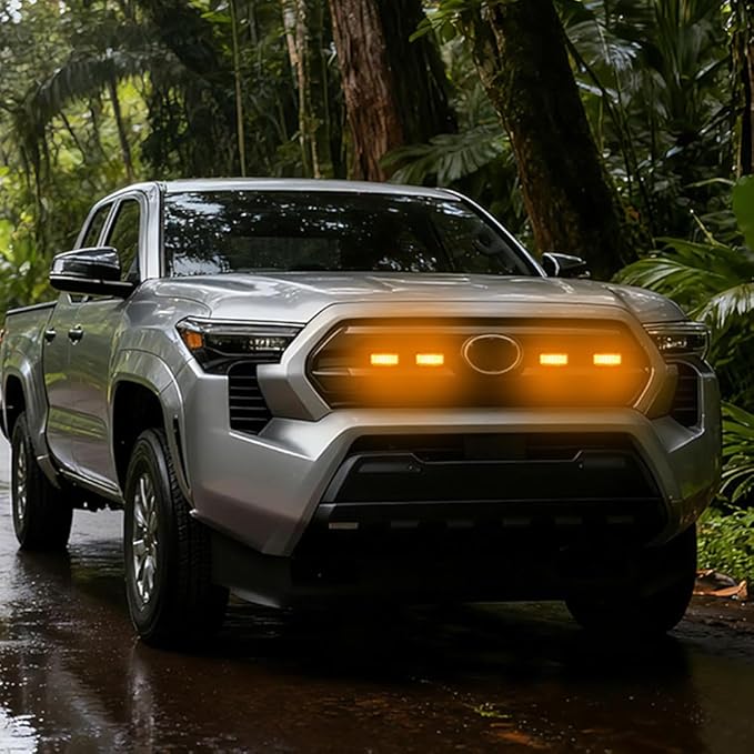 LED Grille Lights Fit for Toyota Tacoma 2024 2025 SR SR5, Amber Grille Light Strips, IP68 Waterproof Seal, Non-Destructive Installation, Off-Road Marker Light Kit, Car Accessories
