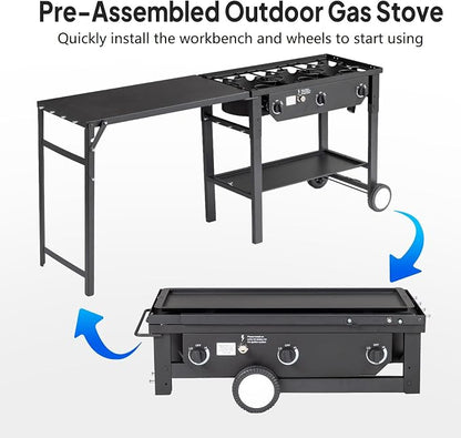 ROVSUN 2/3 Burner Outdoor Propane Gas Stove High Pressure Stand Cooker for Backyard Cooking Camping Home Brewing Canning Turkey Frying