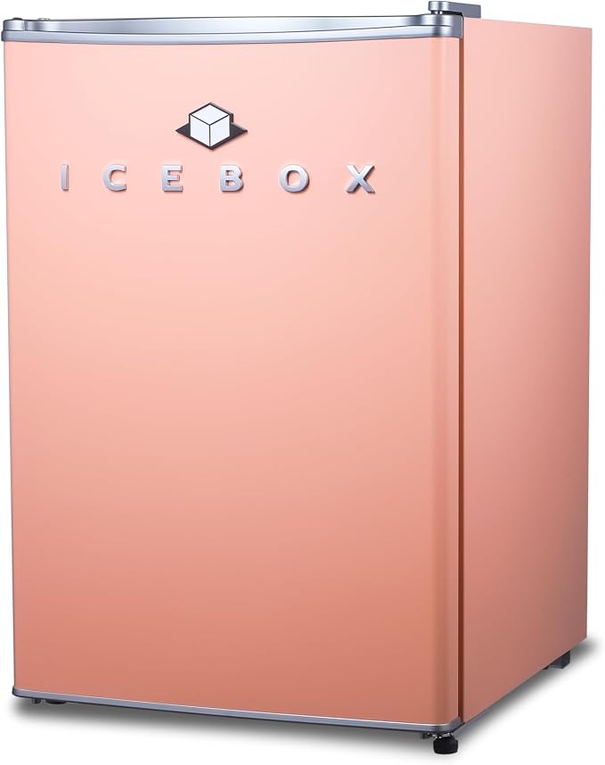 ICEBOX 2.5 Cu. Ft. Compact Refrigerator, ENERGY STAR Certified Small Refrigerator, Single Door Mini Fridge with Chiller Compartment, R600a Refrigerant, IBCR25BLS, Blush Red
