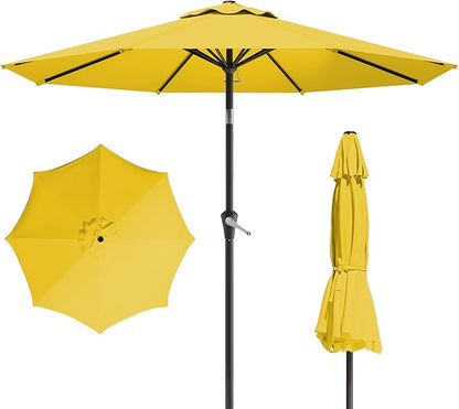 10FT Patio Umbrella, Outdoor Umbrella with Push Button Tilt and Crank, 8 Sturdy Ribs, UV Protection & Waterproof Market Umbrella for Pool, Backyard, Beach,Deck