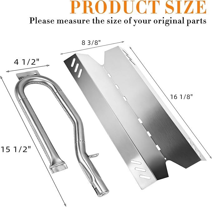 Hisencn Grill Repair Kit Replacement for Members Mark BQ05046-6, BBQ Pro BQ05041-28, BQ51009, Sam's Club, Outdoor Gourmet Gas Grill Models, Stainless Steel Pipe Burner Tube, Heat Plate Tent Shield