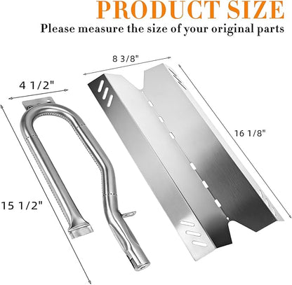 Hisencn Grill Repair Kit Replacement for Members Mark BQ05046-6, BBQ Pro BQ05041-28, BQ51009, Sam's Club, Outdoor Gourmet Gas Grill Models, Stainless Steel Pipe Burner Tube, Heat Plate Tent Shield