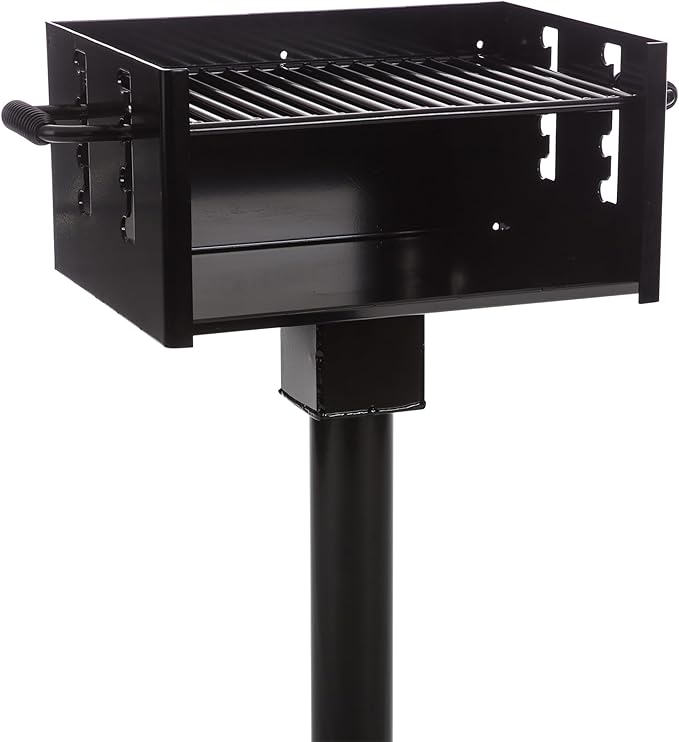 Commercial Grade Park Grill – Heavy-Duty Steel with 300 Sq Inch Cooking Grate, 360° Swivel Post, Made in the USA by Jamestown Advanced Products