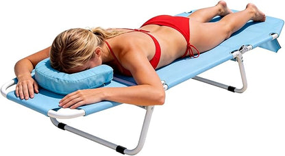 MOPHOTO Tanning Chair, 5-Position Sunbathing Lounge Chair with Face Hole, Folding Chaise Lounger for Pool Beach Patio