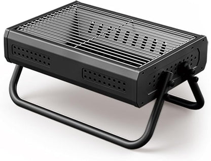 Portable Charcoal Grill Small, BBQ Grill Folding Portable Lightweight Smoker Grill, Barbecue Grill Small Desk Tabletop Outdoor Grill for Camping Picnics Garden Beach Party (Color : /Black)