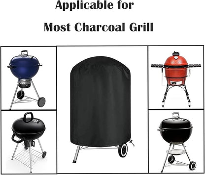 Charcoal Grill Cover,BBQ Grill Cover for Weber Original Kettle Charcoal,Heavy Duty Waterproof Outdoor Smoker Cover,Round Grill Cover for Most Charcoal Grill-23 D x 30" H