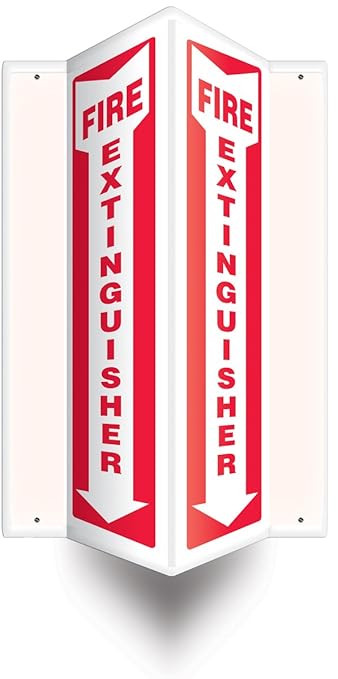 AccuformNMC Fire Extinguisher 3D Projection Sign, 18x4" High-Impact Plastic with Pre-Drilled Mounting Holes PSP315 American Made Safety Tags Signs and Labels Red"
