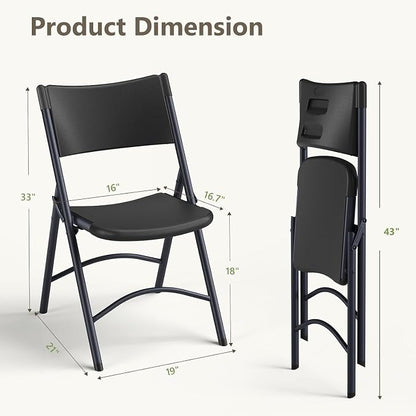 Folding Table and Chairs Set for 4, 4FT Adjustable Height Plastic Folding Table with 4 Foldable Chairs, Portable Folding Table Set for Dining, Party, Wedding, Picnic, Camping, RV Travel