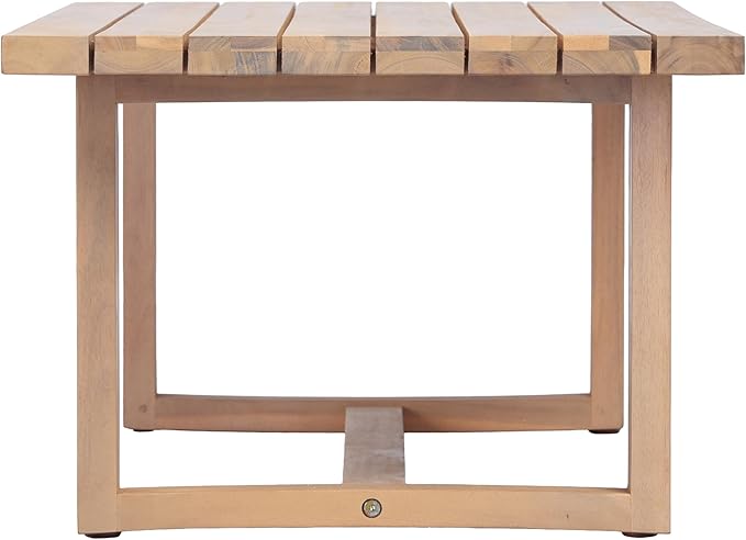 Merax Patio Acacia Wood Coffee Table with Slatted Tabletop Design, Outdoor All-Weather Center Tables for Porch, Lawn, Backyard, Balcony, Easy Assemble,Light Teak