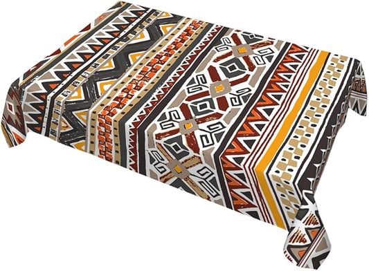 Decorative Rectangle Table Cloths Southwest Aztec Tribal Stripe Boho Brown Tablecloth Table Cover for Dining/BBQ/Picnic/Coffee Table 52 X 70 Inches, Tbcth-012, GSRY-TB-HY0418-00096