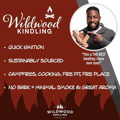 Wildwood Grilling Kiln-Dried Cedar Wood Kindling - Medium Hearth Box - Perfect for Indoor Fireplaces, BBQ Grills, Outdoor Fire-pits, Pizza Ovens & Smokeless Fire Pits