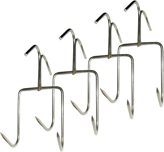 TIHOOD 4Pack Smoker Hooks - Stainless Steel Bacon Hanger, Roast Duck Hooks, Meat Hangers for Smoking, Hanging Bacon Hams, BBQ Grill
