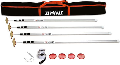 ZIPWALL SLP4 12 Foot Spring Loaded Dust Barrier Poles (Pack of 4), for remodeling, renovation and repair work, Silver, 4 Count