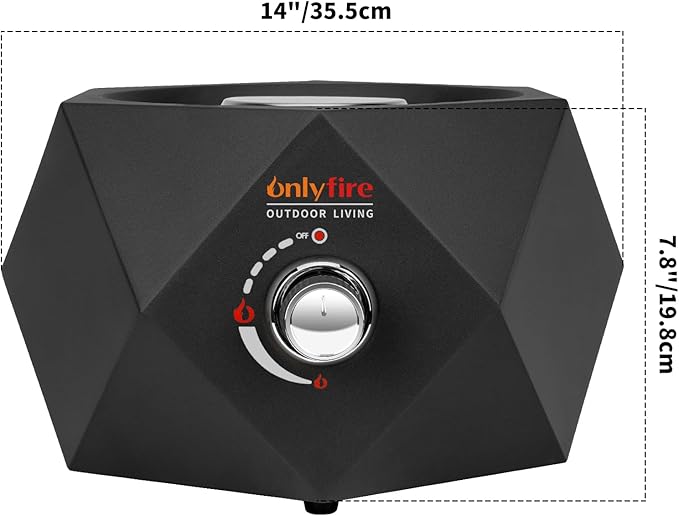 14” Modern Tabletop Gas Fire Pit, Portable Firepit Works with 1lb Propane Gas for Patio Backyard Porch Camping RV Tailgating, Side-Mounted, FP004