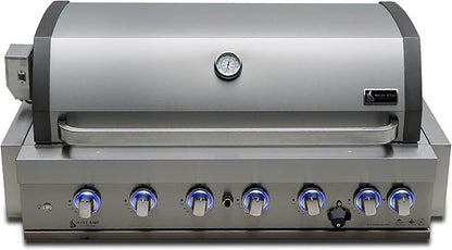 Mont Alpi Premium 44"W x 23"D x 21"H Stainless Steel 6-Burner 87000 BTUs Outdoor Kitchen Kitchen Island Heavy Duty Propane Built-in BBQ Grill Head with Infrared Rear Burner + Rotisserie Kit + Cover