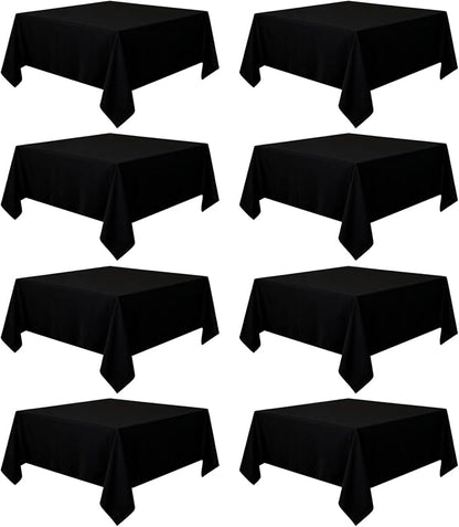 8 Pack Black Square Tablecloth 70 x 70 Inch | Wrinkle Resistant, Washable, Polyester Fabric, Square Table Cloth for Dining Party Banquet Buffet Wedding