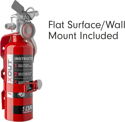 MaxOut Compact Fire Extinguisher for Vehicles – Cars, Trucks, UTVs, RVs & Boats | Off-Road Ready | Refillable Purple K Dry Chemical | Class BC | Mounting Bracket | UL Listed | Chrome 1.0 lb