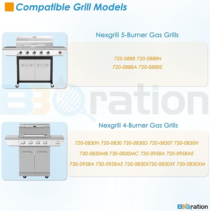 Replacement Parts Kit for Nexgrill 5-Burner 720-0888S 720-0888N 720-0888, 4-Burner 720-0830H 720-0830, Grill Heat Shield and Cooking Grate Kit for Nexgrill Replacement Parts