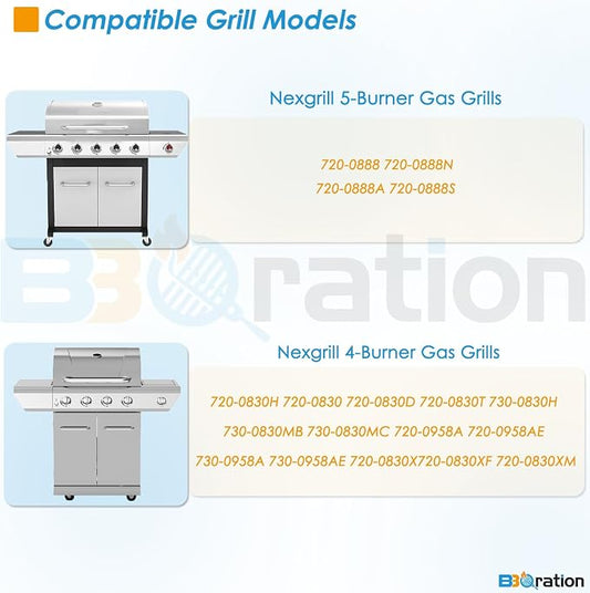 Replacement Parts Kit for Nexgrill 5-Burner 720-0888S 720-0888N 720-0888, 4-Burner 720-0830H 720-0830, Grill Heat Shield and Cooking Grate Kit for Nexgrill Replacement Parts