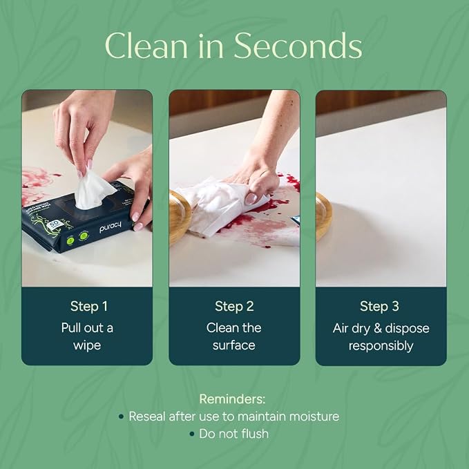 Puracy All Purpose Cleaning Wipes – Non Toxic Multi-Surface Cleaner & Appliance Wipes for Car, Bathroom, Kitchen – Lemongrass Scent (150 Count, 3 Pack)