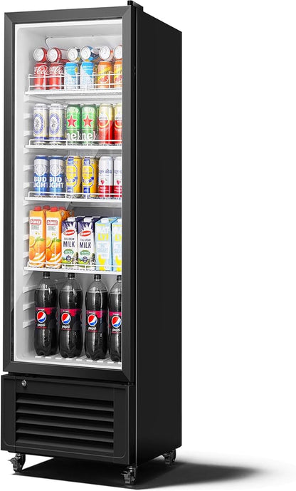 BODEGACOOLER Commercial Beverage Refrigerator, 290L Display Fridge with Soft LED Light, 264 Cans & 120 Bottles Commercial Merchandiser Refrigerator For Kitchen, Home,Office,Garage,Gym,Shop,Man cave