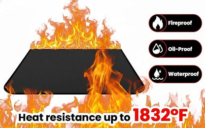 48 x 36 Inch Under Grill Mat with Storage Bag, Double-Sided Silicone Fiberglass Grill Pad, Fire Resistant Waterproof Oil-Proof BBQ Mat for Deck, Patio, Lawn, Smoker, Griddle & Fire Pit