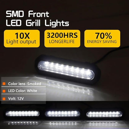 3PCS for 2021 2022 2023 Bronco Accessories Front LED Grill Light 2/4-Door White OEM Smoked Grille Lights