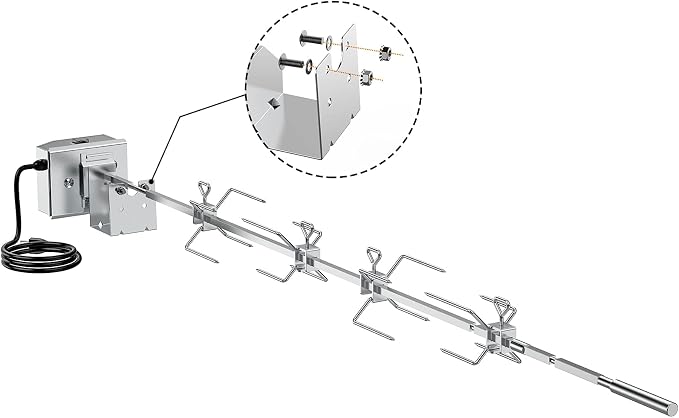 onlyfire Stainless Steel Rotisserie Kit Weber 7659 Replacement | Fits for Weber Spirit and Spirit II 200/300 Series Gas Grills, NOT FIT for Weber Spirit 4 Burner Grills