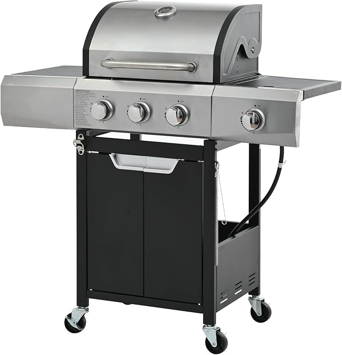 Outdoor Grills & Smokers Portable Camping Charcoal Grill Cooking Barbecue, Stainless Steel Gas Grill with Side Burner for BBQ, Asador de Carbon, Parrilla de Carbon,A-1