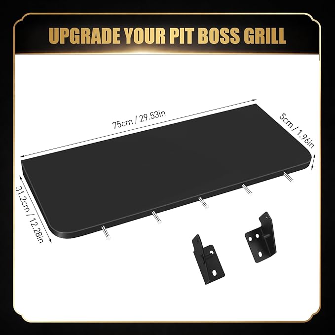 QuliMetal Foldable Front Shelf for Pit Boss Austin XL 1000 & Savannah 1500, 29.53" Grill Front Table, BBQ Prep Shelf Accessory, Quality Steel Front Shelf