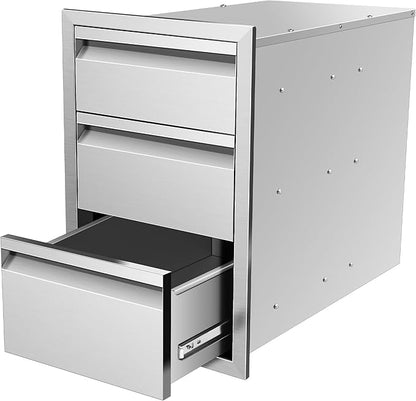 Outdoor Kitchen Access Drawer 16 x 21 x 23 inch Flush Mount BBQ Triple Layer Drawer, Durable Stainless Steel for BBQ Island Patio