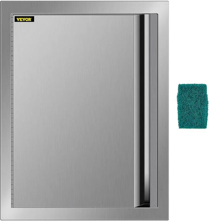VEVOR BBQ Access Door, 17W x 24H Inch Single Outdoor Kitchen Door, Stainless Steel Flush Mount Door, Wall Vertical Door with Recessed Handle, for BBQ Island, Grilling Station, Outside Cabinet