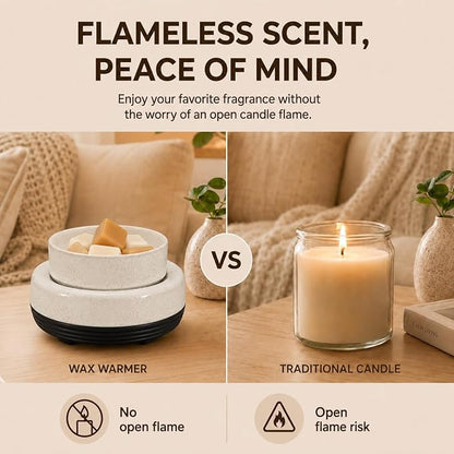 Wax Melts Warmer, Ceramic Candle Melter Melting Wax 3-in-1 Oil Burner Electric Fits Yankee Large Jar, Scented Candle Holder for Home Decor Gifts for Mom Grandma Women Girls