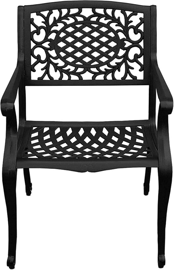 Oakland Living 1025-2777(8)-LBK Modern Outdoor Mesh Lattice Aluminum 95-in Large Black Oval Patio Eight Arm Chairs Dining Set