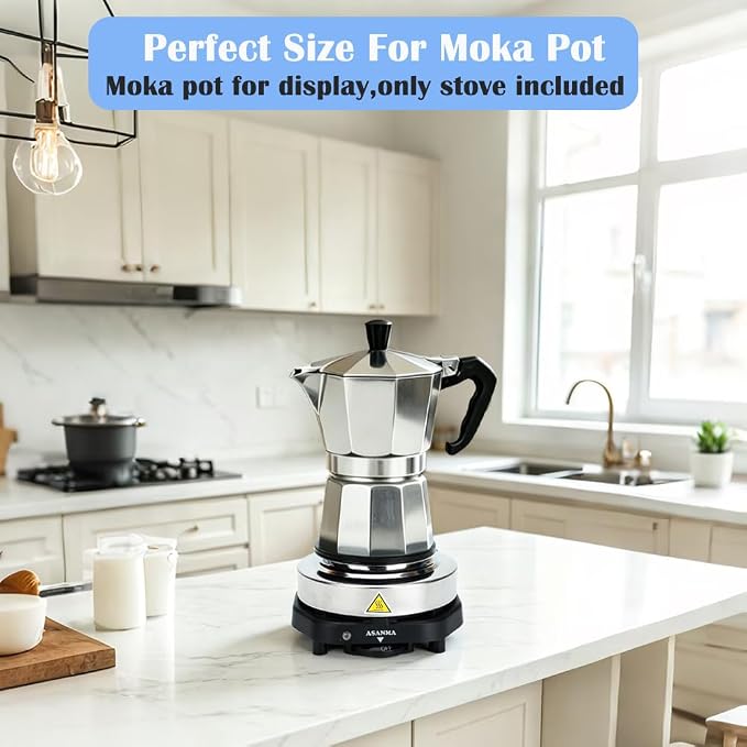 500W Mini Electric Hot Plate,ASANMA 110V Moka Pot Electric Stove Burner | Low Wattage Portable Compact Coffee Warmer Electric Hot Plates For Countertop Rv,Electric Camping Stove For Coffee,Milk,Tea