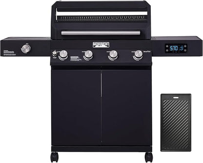 Monument Grills Denali Series, 4-Burner Liquid Propane Gas Smart bbq Grill Denali 425 with Cooking Plate(2 Items)