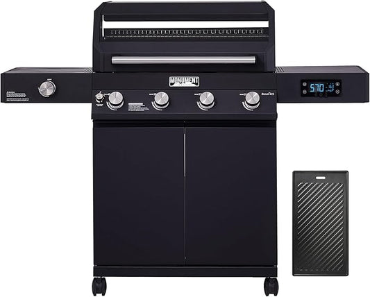 Monument Grills Denali Series, 4-Burner Liquid Propane Gas Smart bbq Grill Denali 425 with Cooking Plate(2 Items)