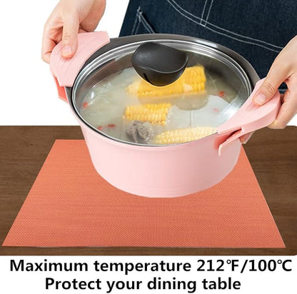 WAZAIGUR Placemats,Easy to Clean Crisscross Woven Vinyl Place Mats Durable Non-Slip Heat Resistant Table Mats,Placemats for Kitchen Table (Orange, 6)