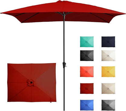 Ayge 8x10FT Large Rectangular Patio Umbrella Outdoor Table Umbrella w/Crank Rectangle Market Umbrella UV Protection for Garden, Deck,Lawn,Yard & Pool, Red