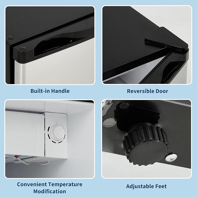Mini Fridge with Freezer 1.7 Cu.Ft. Single Door Compact Fridge Adjustable Thermostat,Removable Glass Shelves,Ideal for Compact Spaces Bedroom Dorm,Silver