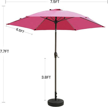 7.5FT Large Outdoor Patio Umbrella with Crank & Tilt - Durable Market Umbrella for Outdoor Patio with 6 Fiberglass Ribs for Poolside,Deck,Yard,Garden
